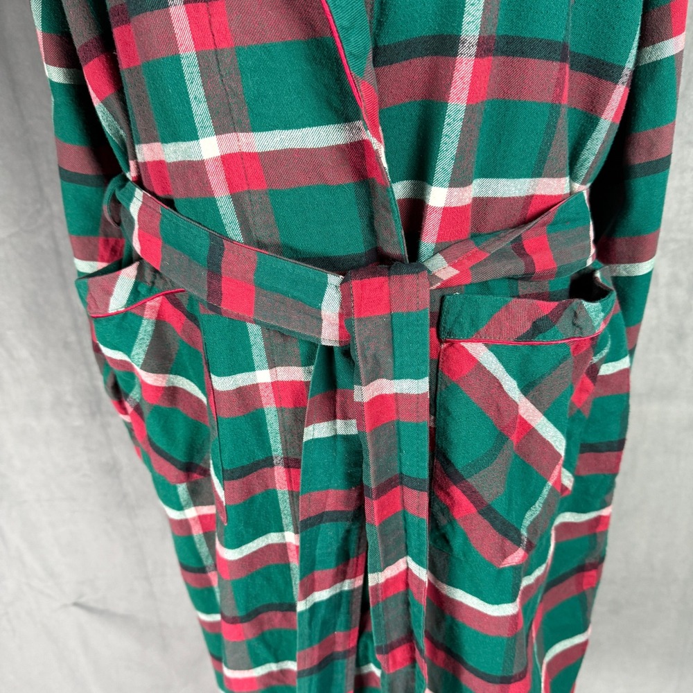 Vintage Victoria's Secret Gold Label Green Red Plaid Cotton Robe P/S Academia - Picture 14 of 16